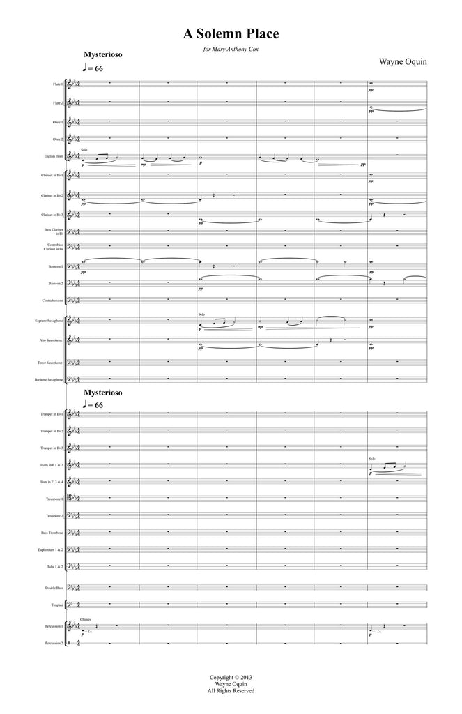 A Solemn Place Conductor's Score